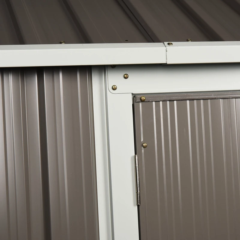 Outsunny 8x6ft Corrugated Steel Plate Garden Shed w/ Window Grey
