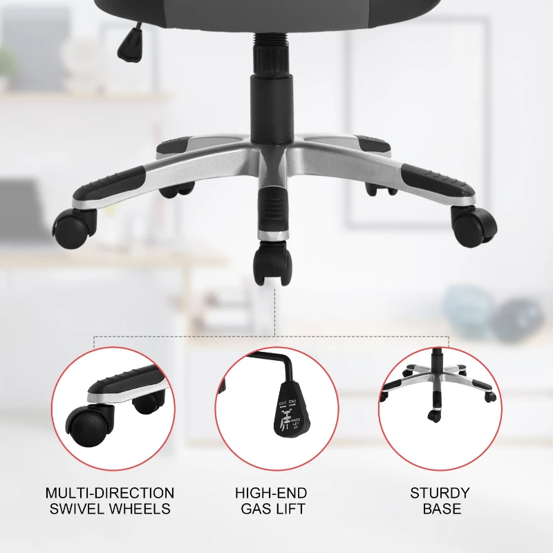 HOMCOM PU Leather Racing Office Chair-Black/Grey/White