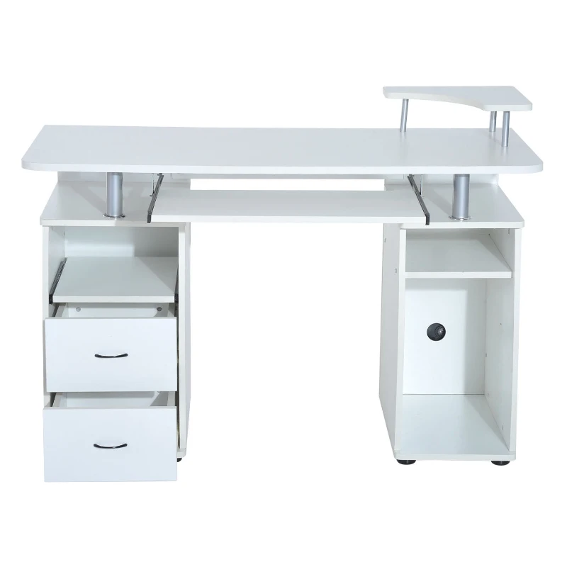HOMCOM MDF Multi-Level Home Office Workstation Desk with Drawers White
