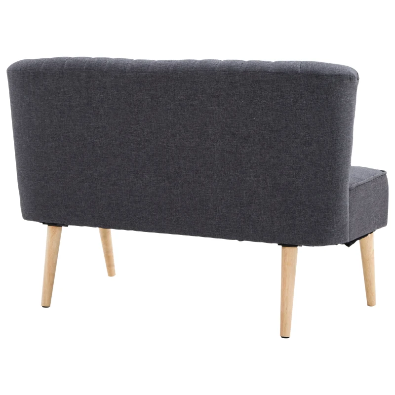 HOMCOM 2-seater Loveseat, Armless, Double Seat, Padded Linen Wood Leg Dark Grey