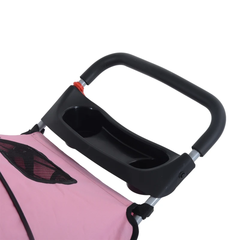 PawHut Dogs Oxford Cloth Three Wheel Pram Pink - Suitable for Small Pets