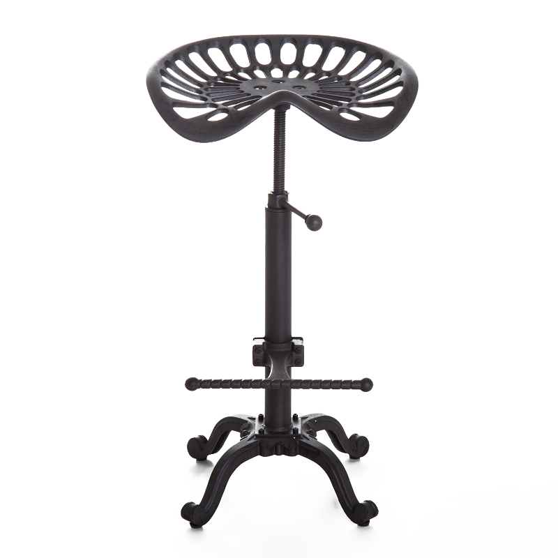 HOMCOM Cast Iron Adjustable Height Industrial Bar Stool with Footrest