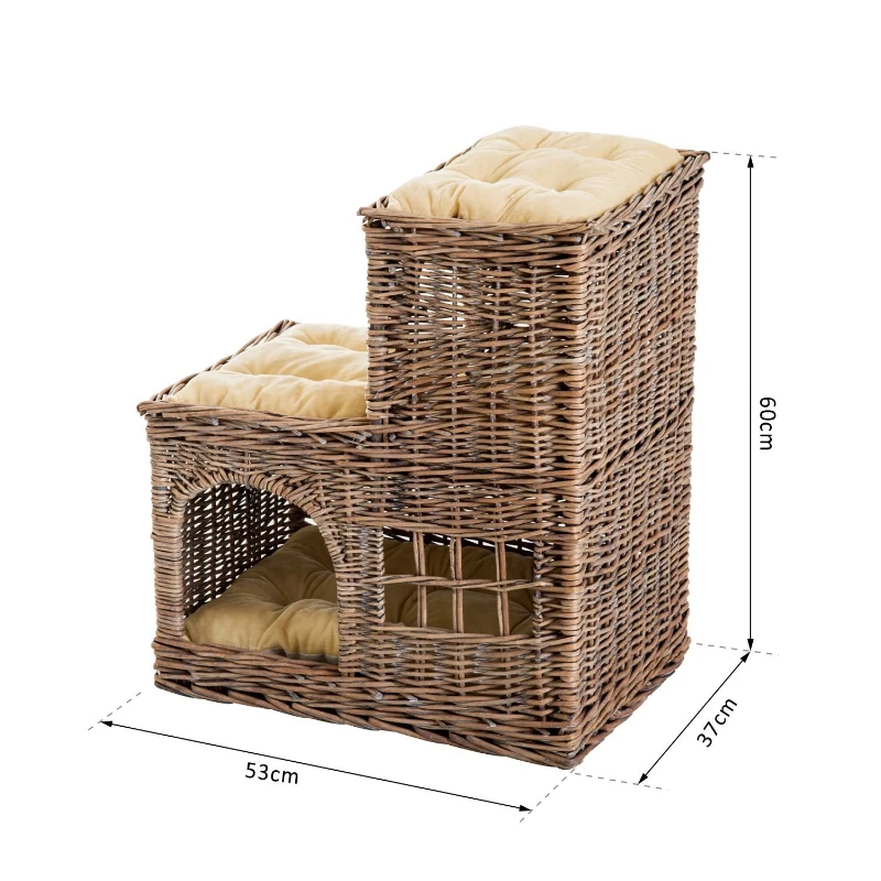 Pawhut Handcrafted Wicker Cat Cave Play House