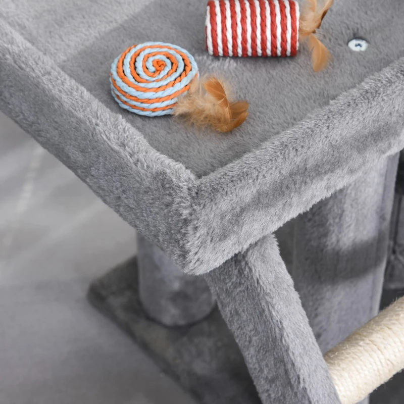 PawHut Cats Sisal Rope Multi-Level Activity Scratching Tree Grey