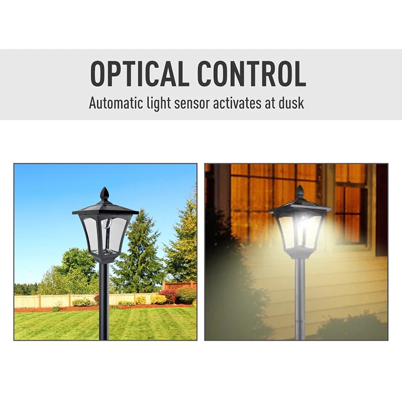 Outsunny Solar Powered Lamp Post, IP44, 18Lx18Wx160H cm-Black