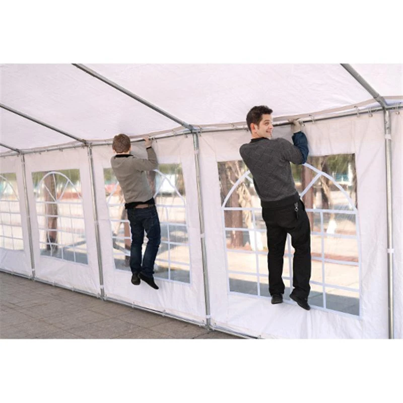 Outsunny 4 x 4m Party Gazebo, Party Marquee, Heavy Duty, Removable Sidewalls & Zippered Doors, Water Resistent, Steel Frame, White