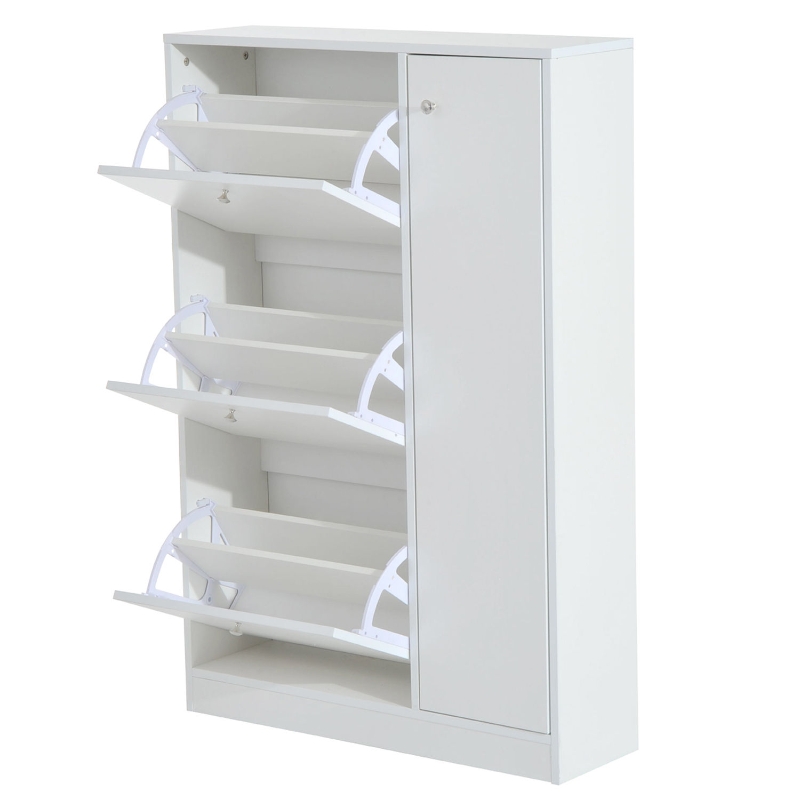 HOMCOM Entryway Shoe Cabinet, 4 Doors-White
