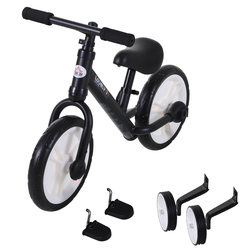 HOMCOM PP Toddlers Removable Stabiliser Balance Bike Black