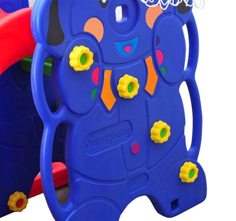 HOMCOM Kids Garden Playground W/ Swing Slide and Basketball Hoop-Red/Blue