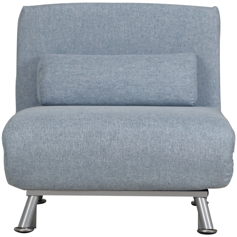 HOMCOM Faux Suede 5-Position Futon Single Sofa Bed Blue