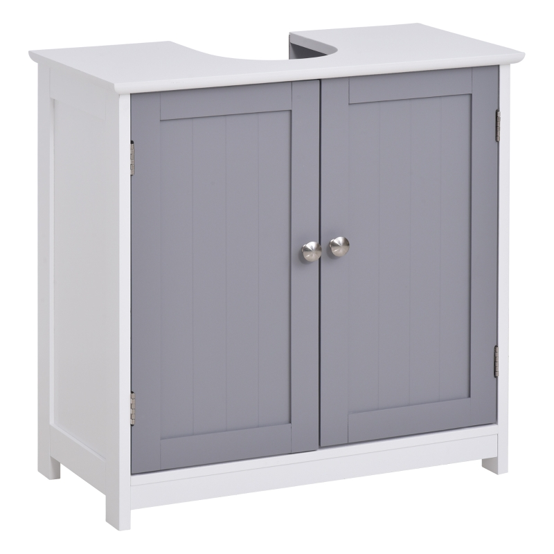 kleankin MDF Double-Door Under Sink Bathroom Cabinet Grey