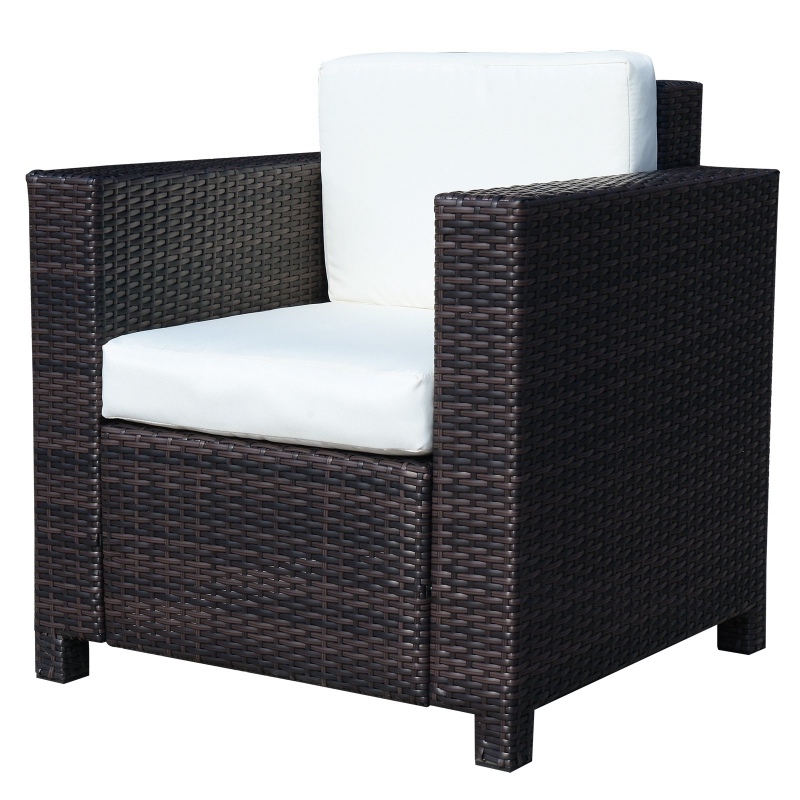 Outsunny Rattan Single Sofa Chair-Brown