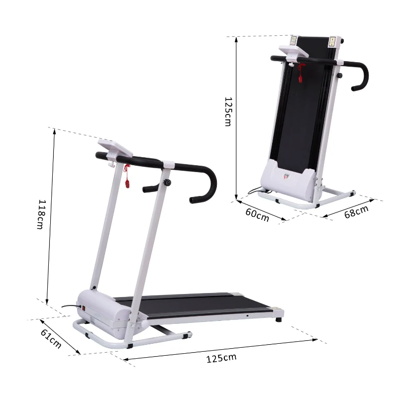 HOMCOM Steel Folding Motorized Home Treadmill w/ LCD Monitor White