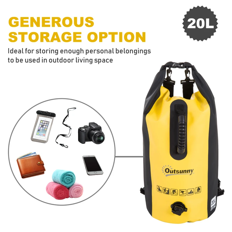Outsunny Dry Bag, 20L, PVC-Yellow