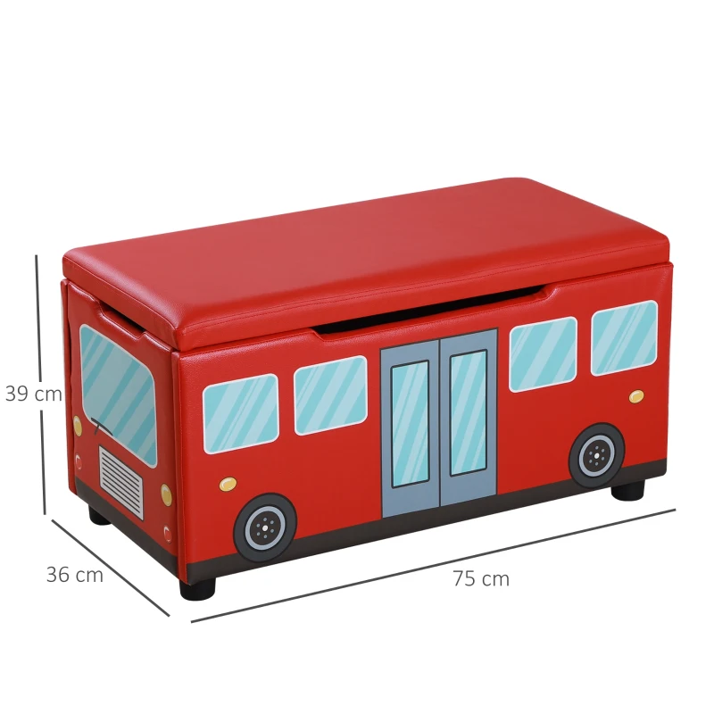 HOMCOM Kids PVC Collapsible Storage Bench Red