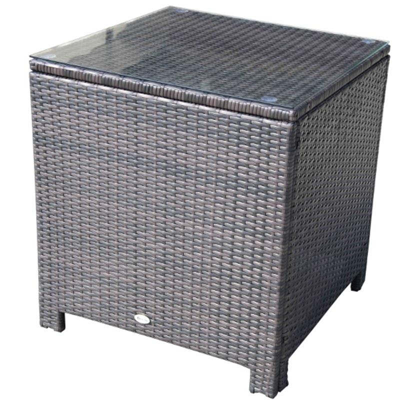 Outsunny Rattan Side Table-Brown