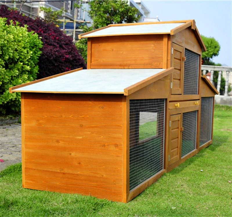 Pawhut Wooden Rabbit Hutch House, 215x63x100 cm