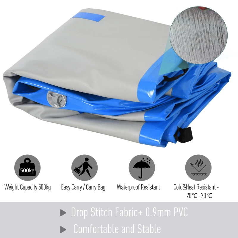 HOMCOM PVC Inflatable Exercise Mat w/ Pump Blue