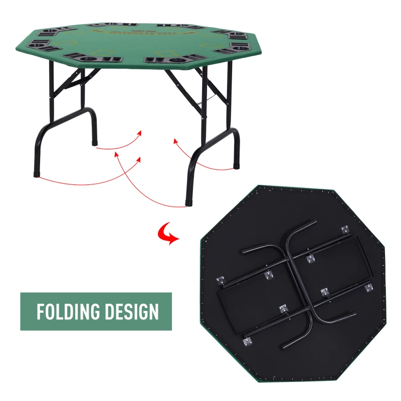 HOMCOM MDF 8 Player Folding Poker Table Green