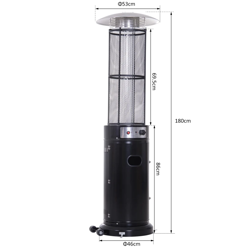 Outsunny 11KW Portable Patio Heater W/Wheels, Stainless Steel-Black