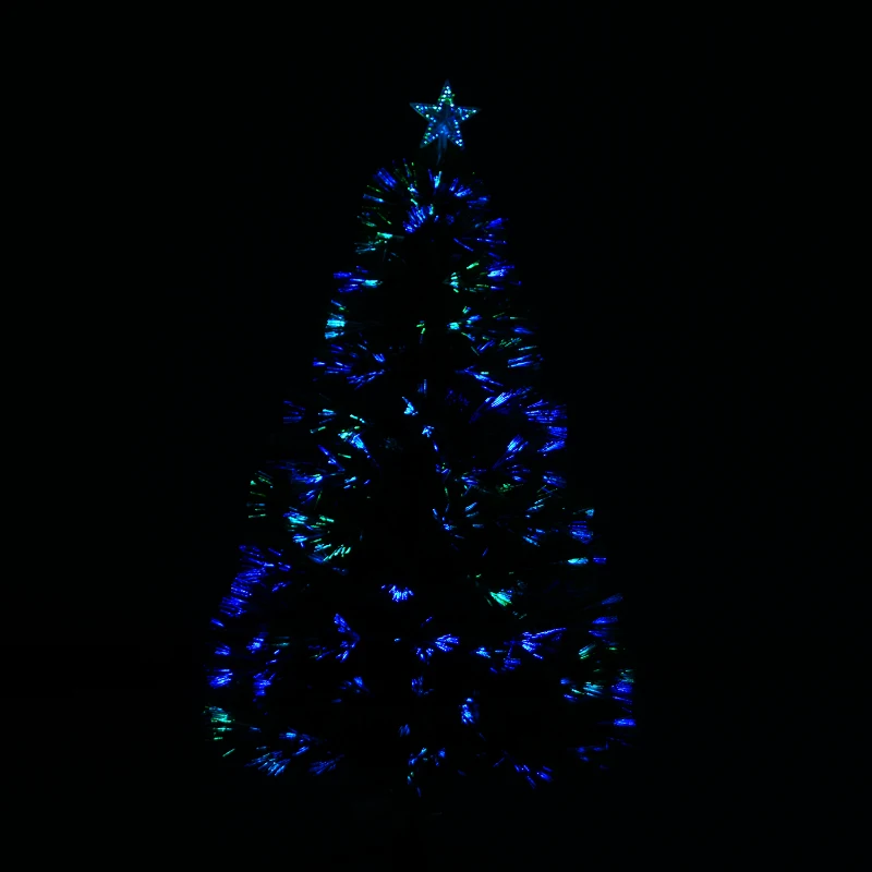 HOMCOM 4FT Pre-Lit Fibre Optic Artificial Christmas Tree Holiday Xmas Décor with Tree Topper Multi-Colour