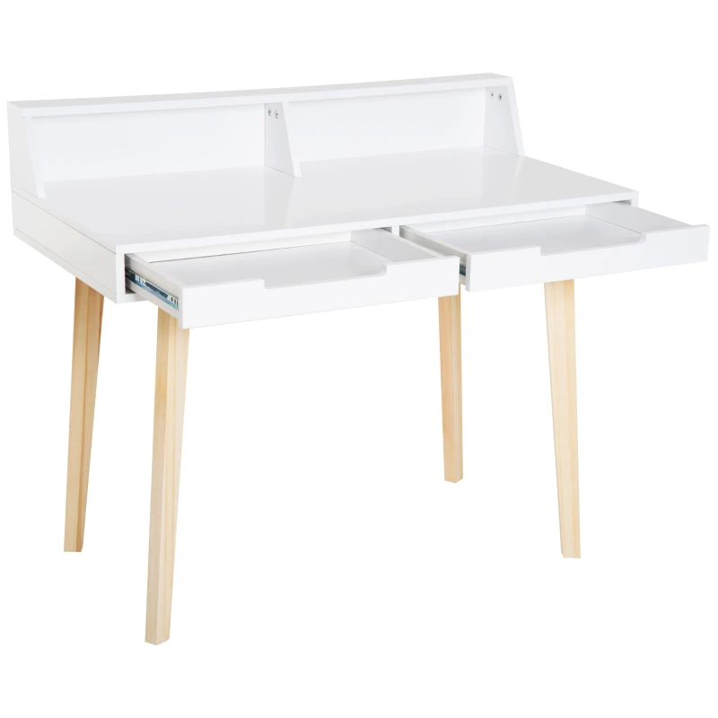 HOMCOM Writing Desk W/Solid Wood Legs-White