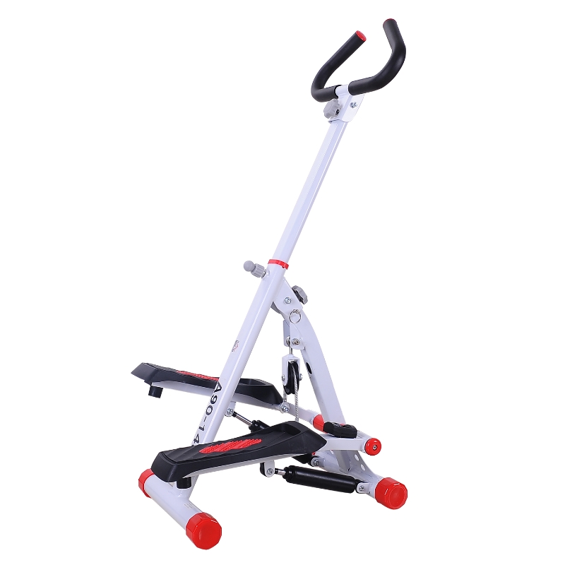 HOMCOM Foldable Stepper With Handle Gym Equipment Steel White Red