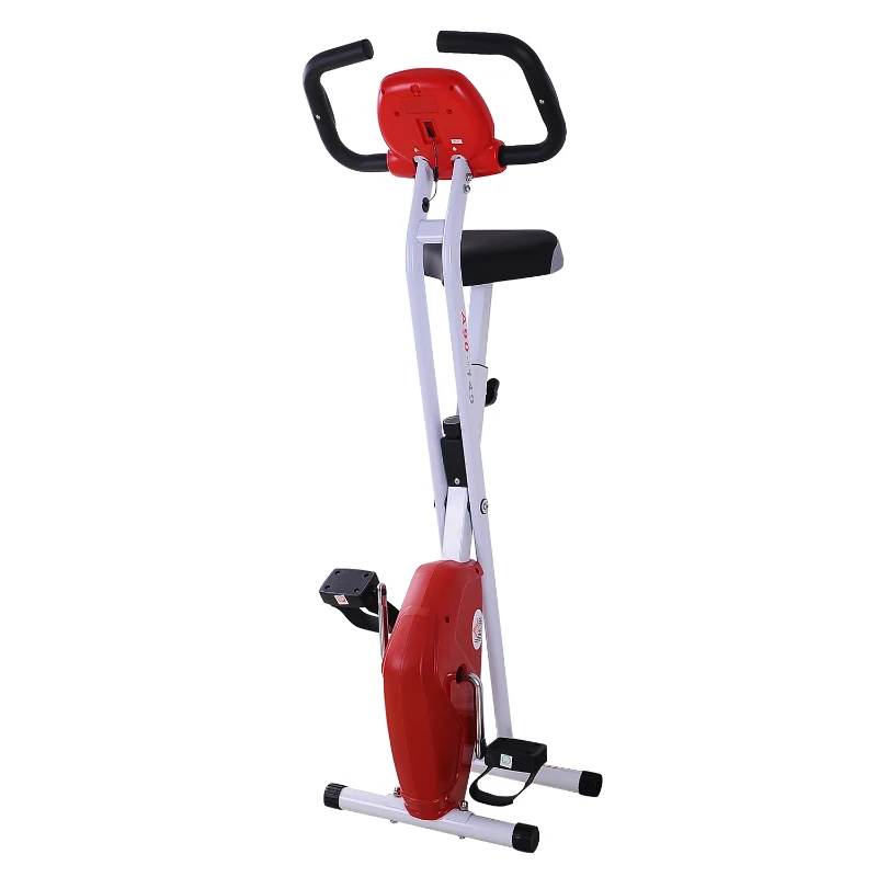 HOMCOM Manual Exercise Bike LCD Monitor Adjustable Tension Padded Seat Heart Rate Monitor w/ Pulse Secure Pedals Home Gym Exercise