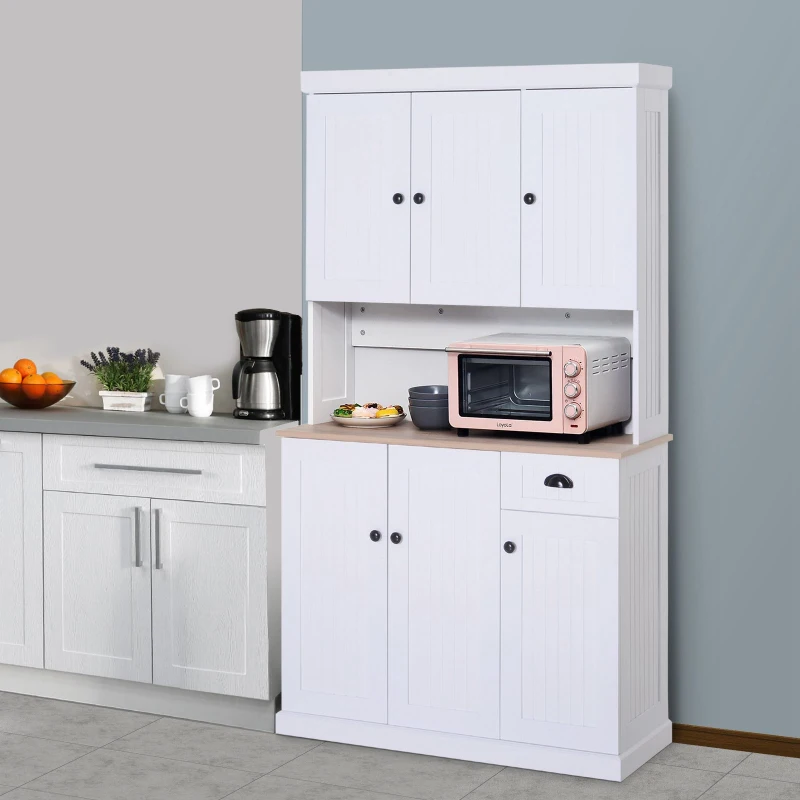 HOMCOM Unit Cabinet Drawer Storage Pantry Home White 180x101cm Freestanding Kitchen Cabinet