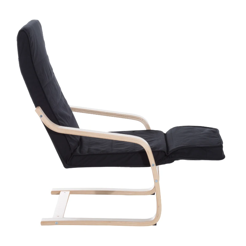 HOMCOM Wooden Lounger Rocking Armchair with Adjustable Footrest Black