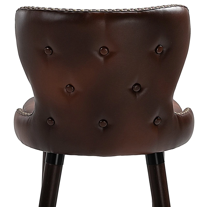 HOMCOM PU Leather Upholstered Set-of-2 Bar Chairs Brown
