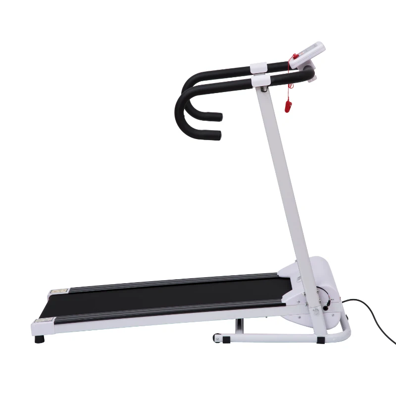 HOMCOM Steel Folding Motorized Home Treadmill w/ LCD Monitor White