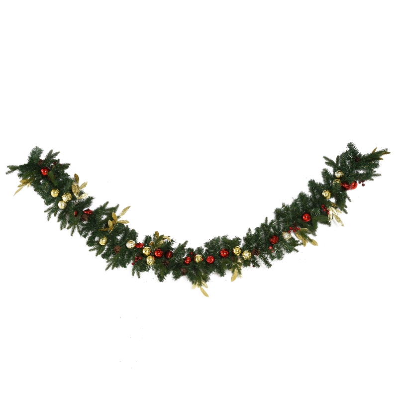 HOMCOM 9ft Decorated Artificial Christmas Garland Green
