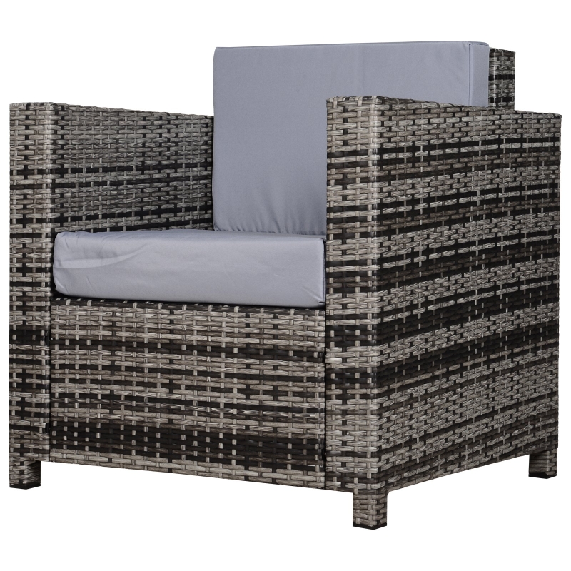 Outsunny Rattan Outdoor Garden Single Sofa Armchair Grey