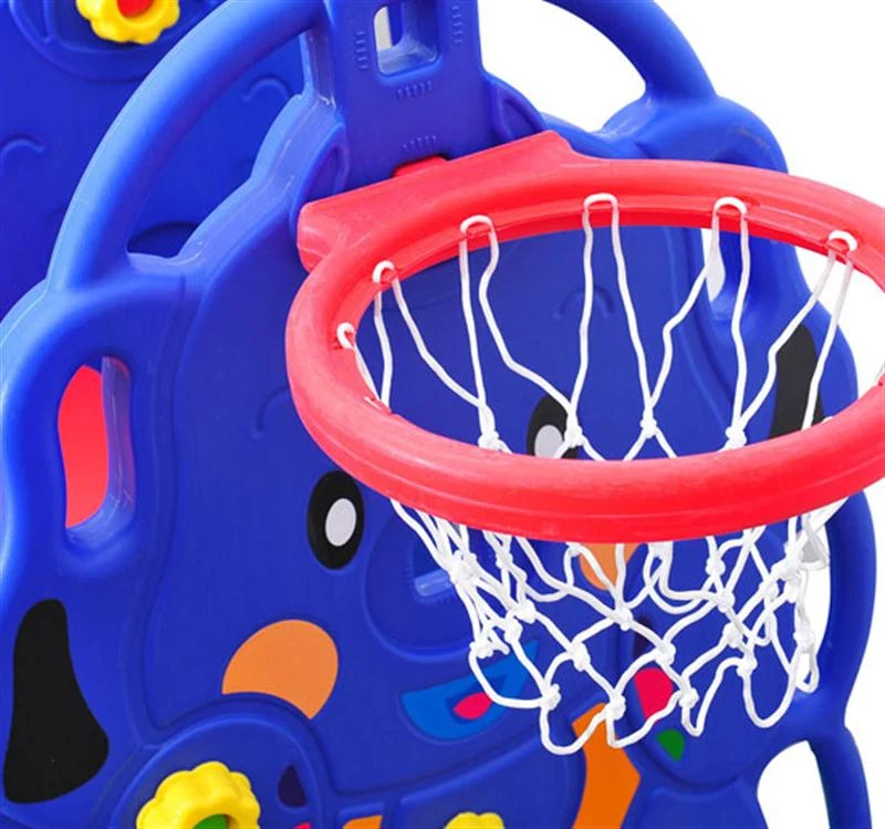 HOMCOM Kids Garden Playground W/ Swing Slide and Basketball Hoop-Red/Blue