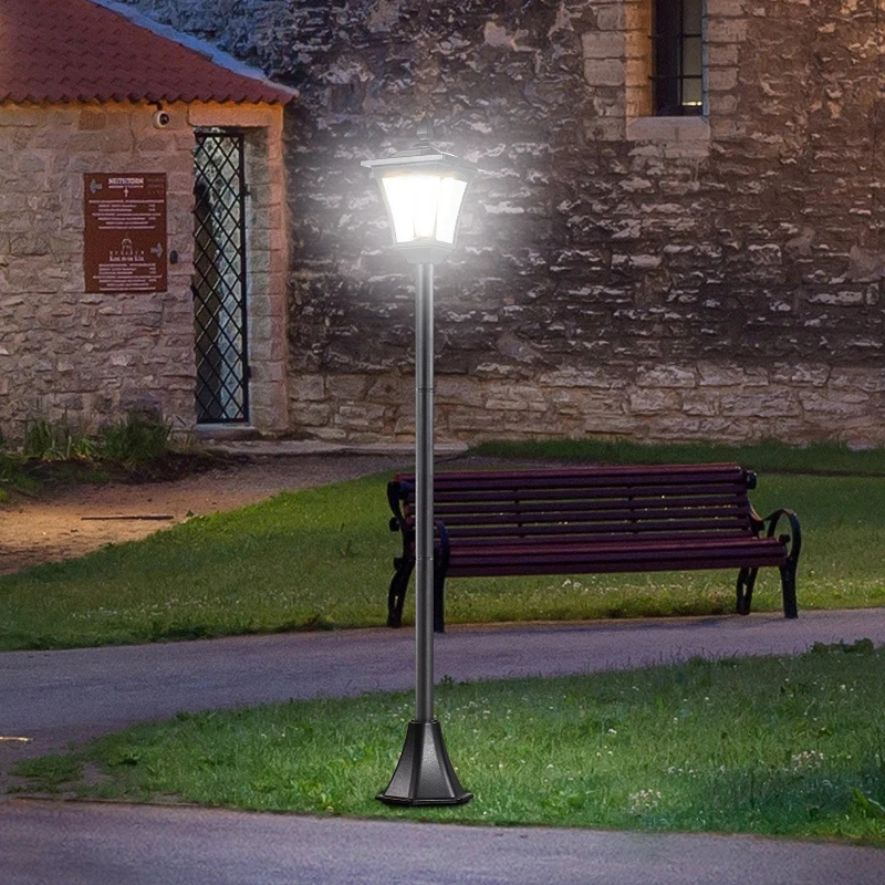 Outsunny Solar Powered Lamp Post, IP44, 18Lx18Wx160H cm-Black