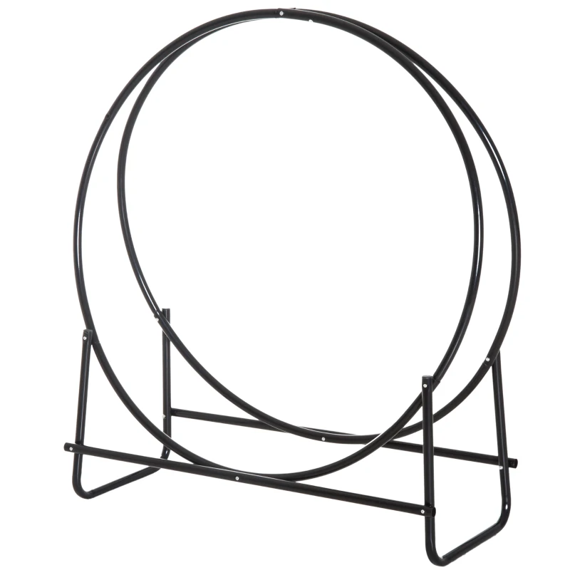 HOMCOM Firewood Log Rack, Steel, 102Lx40Wx114H cm-Black