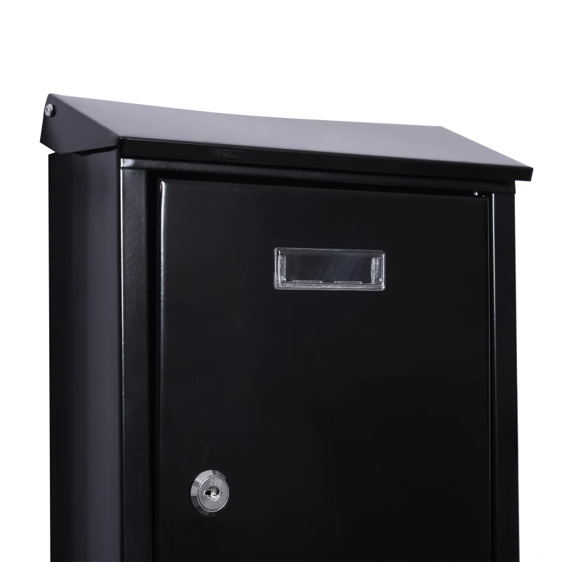 HOMCOM Wall Mounted Metal Letterbox W/2 Keys, 24Lx9.5Wx35.5Hcm-Black