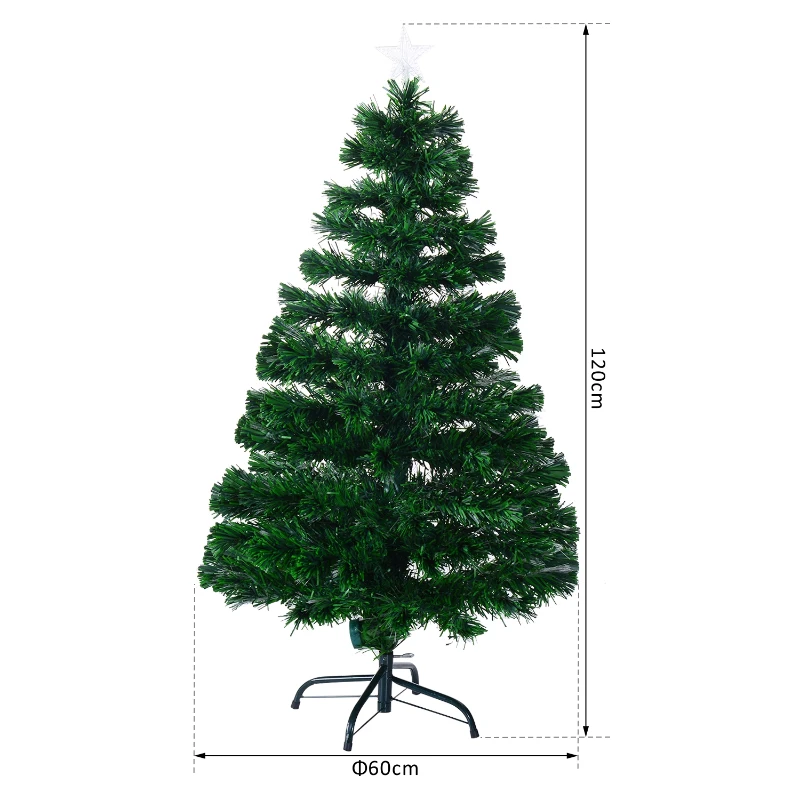 HOMCOM 4FT Pre-Lit Fibre Optic Artificial Christmas Tree Holiday Xmas Décor with Tree Topper Multi-Colour