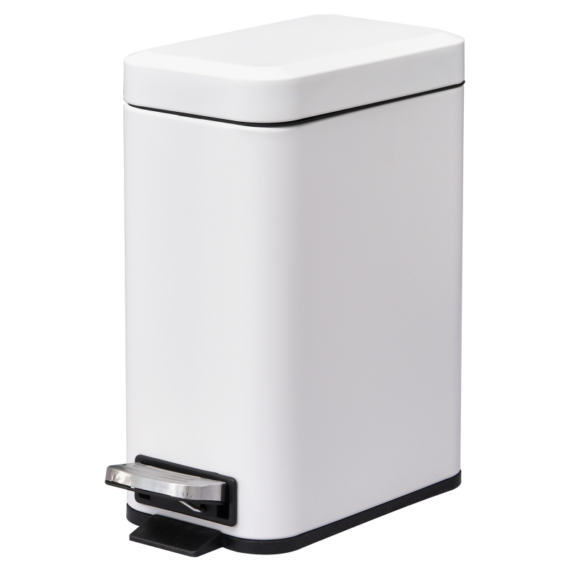 HOMCOM 5L Rectangular Steel Pedal Bin White