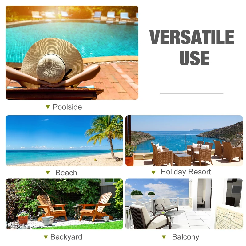 Outsunny PE Rattan 2-Seater Reclining Sun Lounger Black