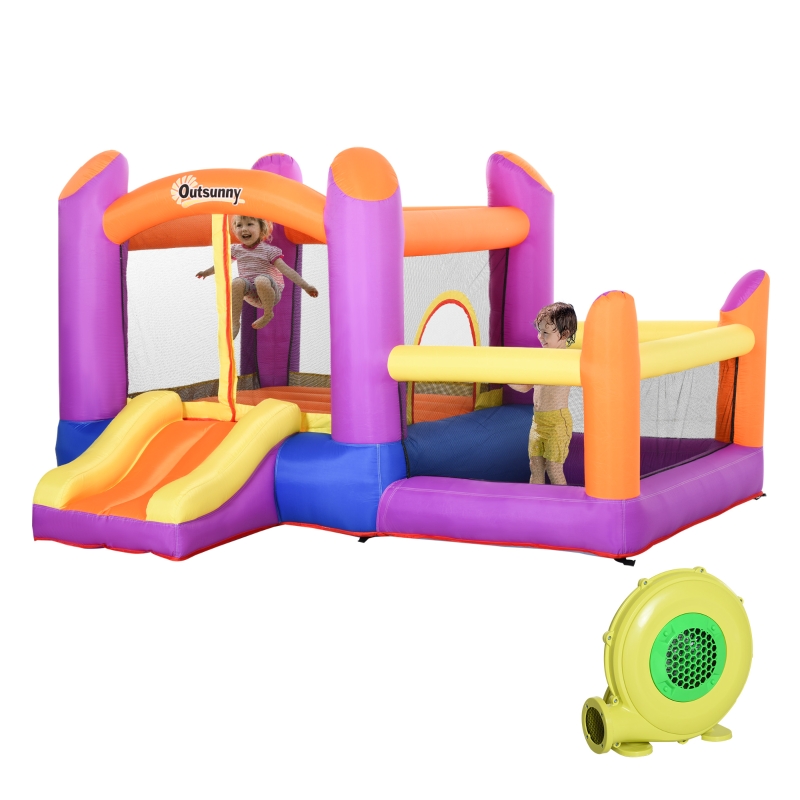 Outsunny Bounce Castle Inflatable Trampoline Slide Pool with inflator 3 x 2.8 x 1.7m
