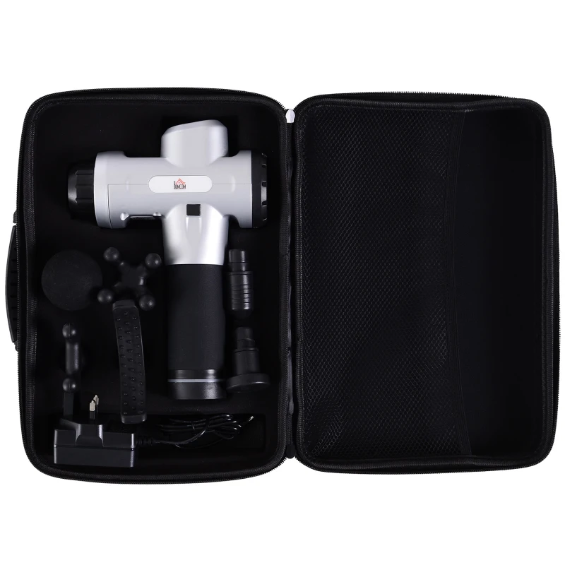 HOMCOM Silica Gel 6-Head 20-Level Intensity Handheld Electric Massager Black