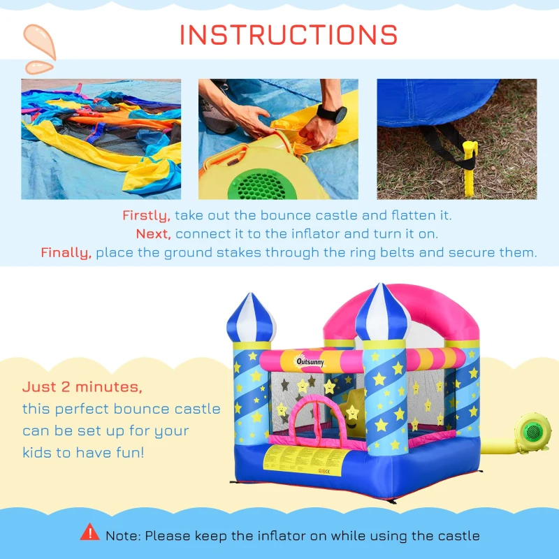 Outsunny Bounce Castle Inflatable Trampoline Octopus Design L200*W200*H210CM