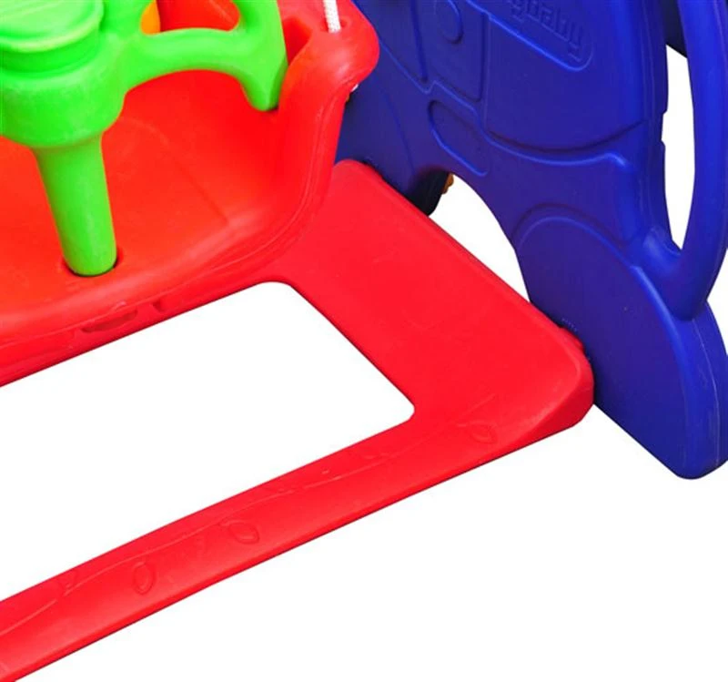 HOMCOM Kids Garden Playground W/ Swing Slide and Basketball Hoop-Red/Blue