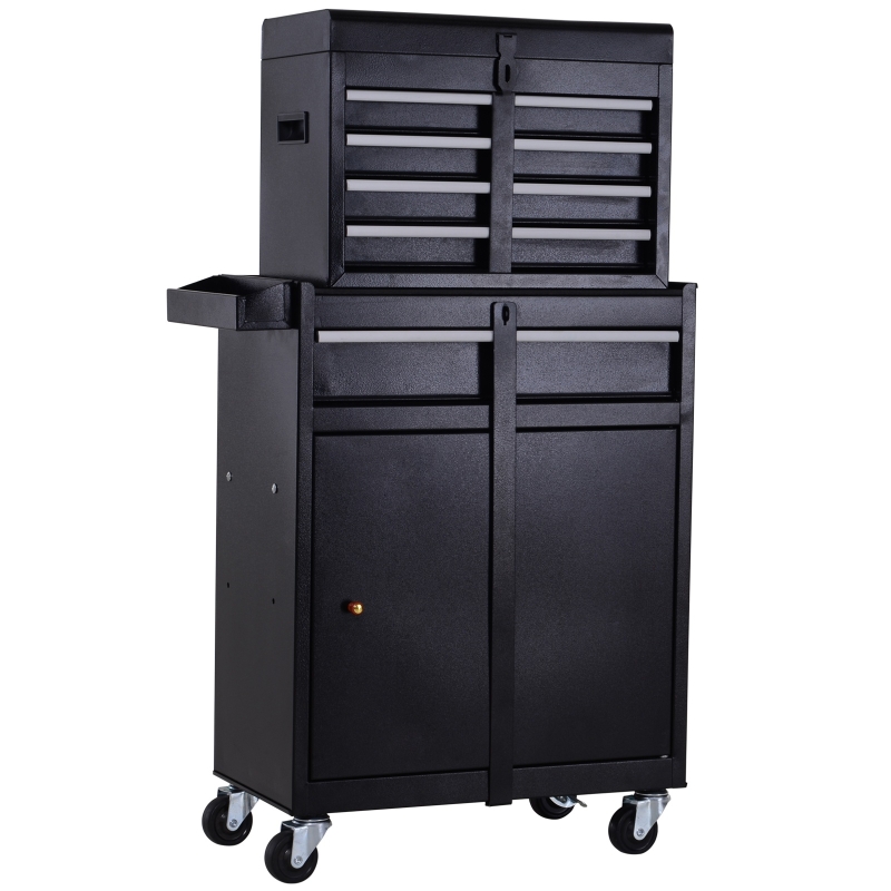 DURHAND Steel 4-Drawer Duo-Door Rolling Tool Cabinet Black