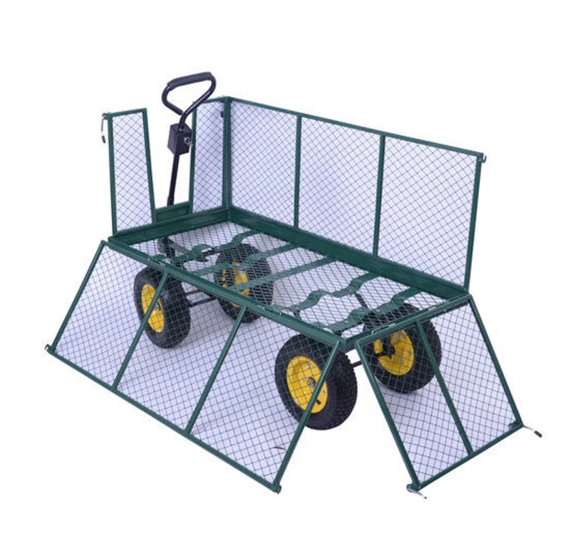 Outsunny Heavy Duty Garden Trolleys 4 Wheels, Large Size-Green