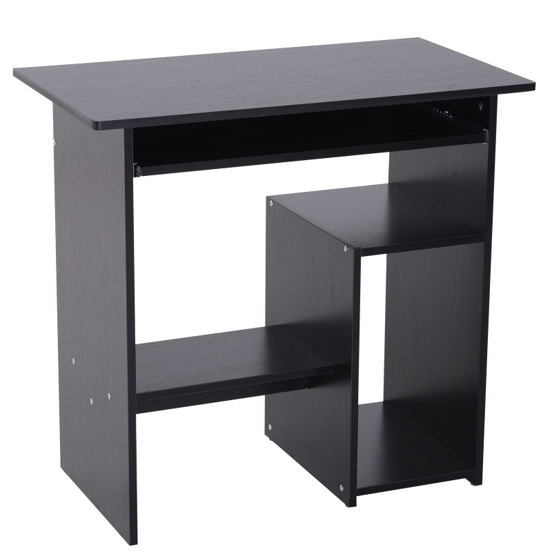 HOMCOM Compact Small Computer Table Wooden Desk Keyboard Tray Storage Shelf Corner