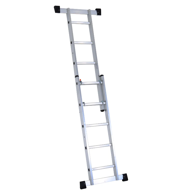 HOMCOM 140 cm Folding Aluminum Ladder A-type-Silver