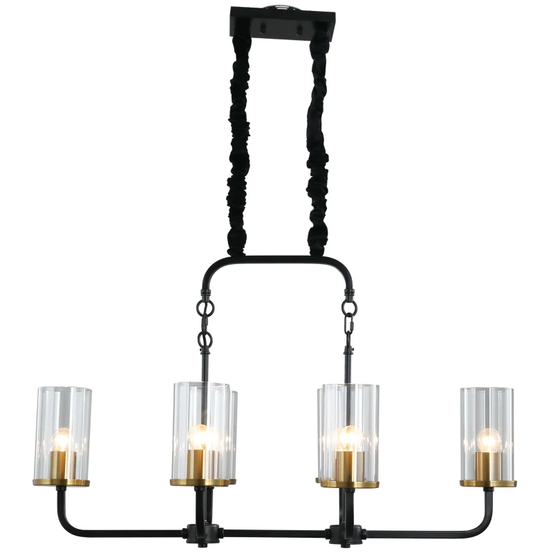 HOMCOM Steel Frame 6 Glass Light Ceiling Pendant Black/Gold